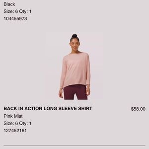 Back in action long sleeve